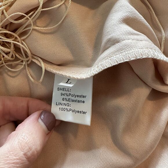 Unique Retro Flapper Dress L Sequin Beaded Showgirl Fringe 20s Gatsby Burlesque - Picture 11 of 12